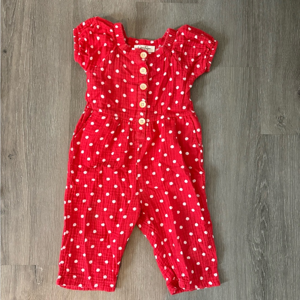 Red and White Polka Dot Kids Romper